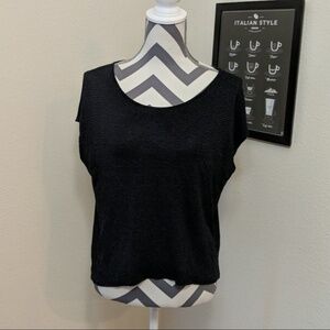 Ella Moss Black Striped Cap‎ Sleeve Tee